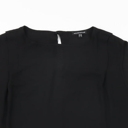 Womens UK Size 12 Warehouse Black Basic T-Shirt