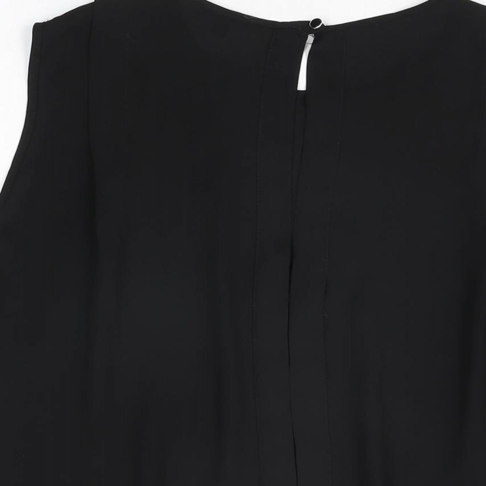 Womens UK Size 12 Warehouse Black Basic T-Shirt