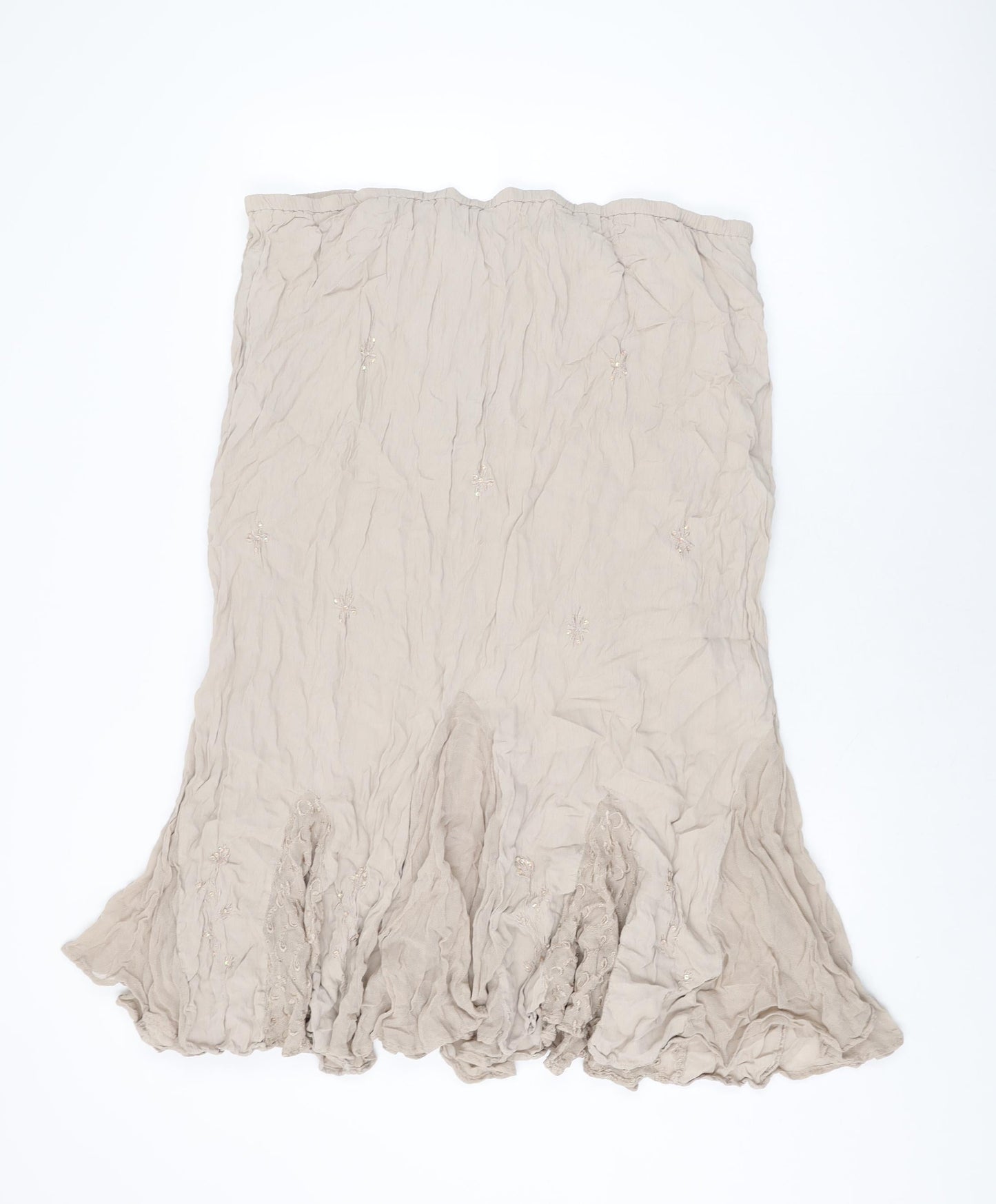 M&Co Womens Beige Geometric Viscose Flare Skirt Size 14