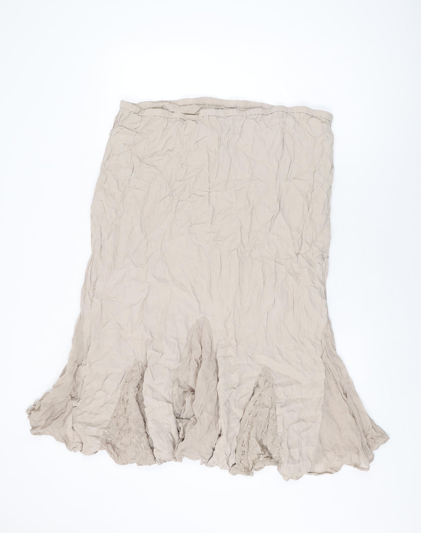 M&Co Womens Beige Geometric Viscose Flare Skirt Size 14