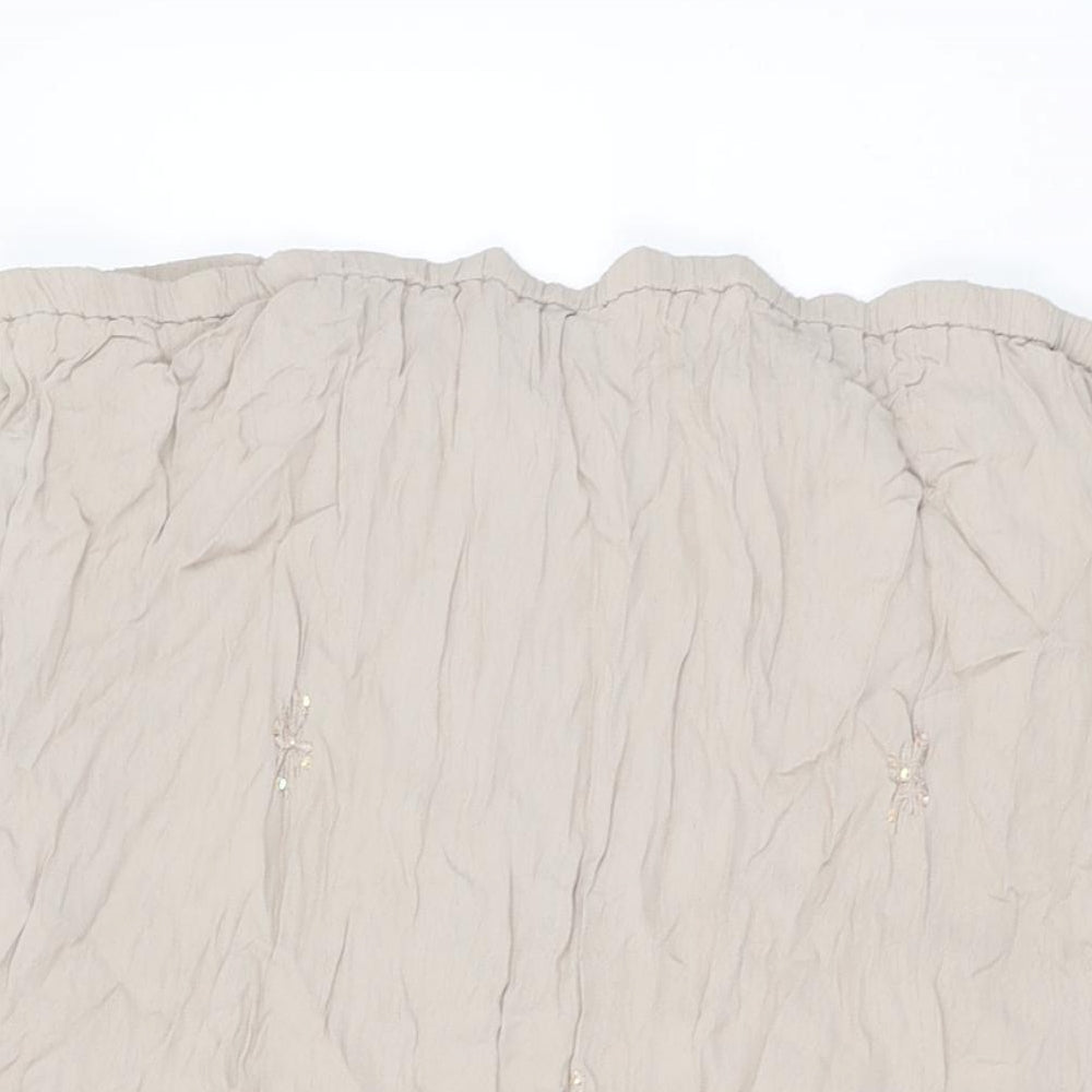 M&Co Womens Beige Geometric Viscose Flare Skirt Size 14