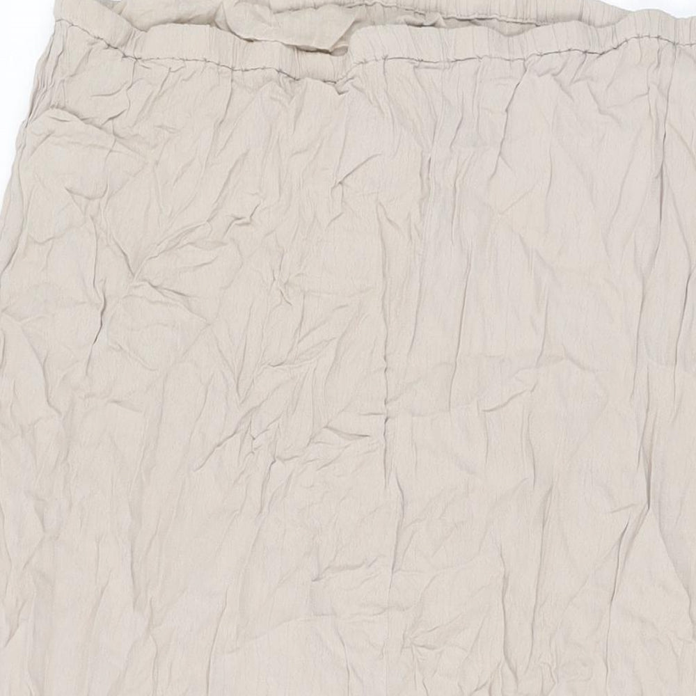 M&Co Womens Beige Geometric Viscose Flare Skirt Size 14