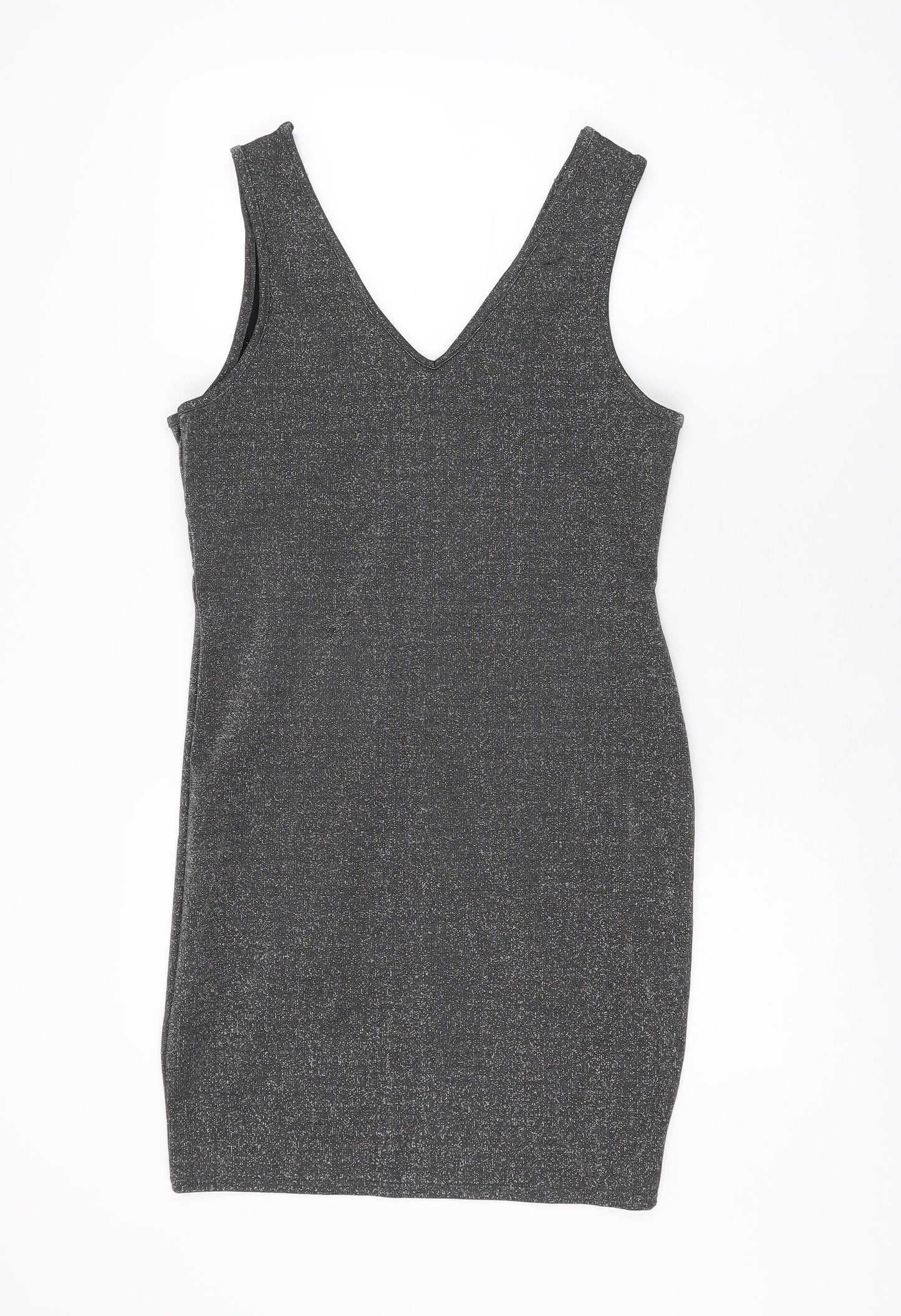 Be Beau Womens Grey Polyester Bodycon Size 16 V-Neck Pullover