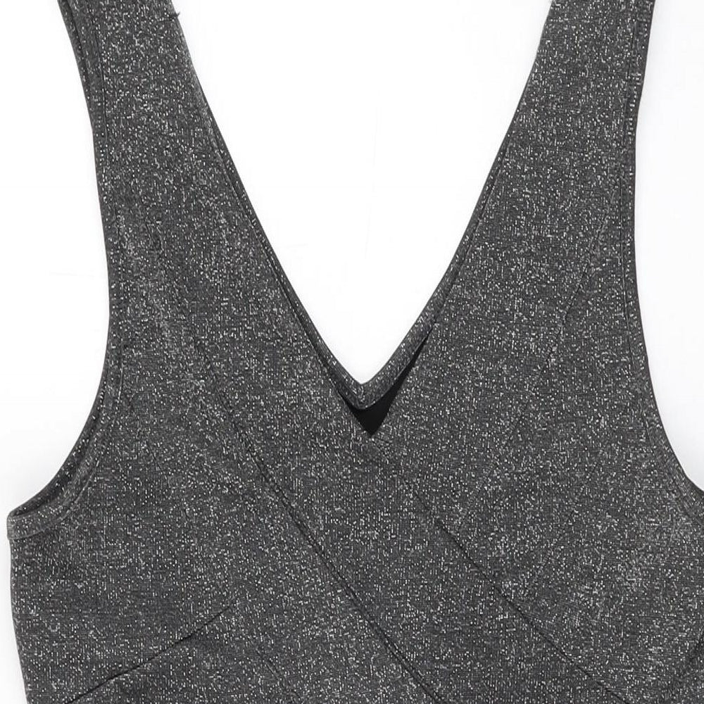 Be Beau Womens Grey Polyester Bodycon Size 16 V-Neck Pullover