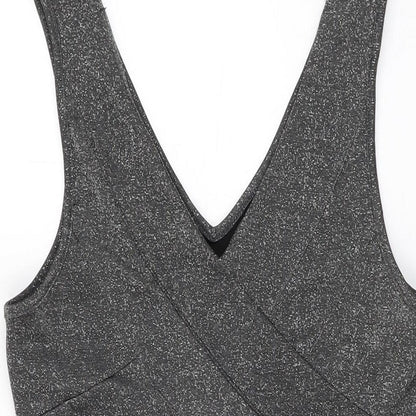 Be Beau Womens Grey Polyester Bodycon Size 16 V-Neck Pullover