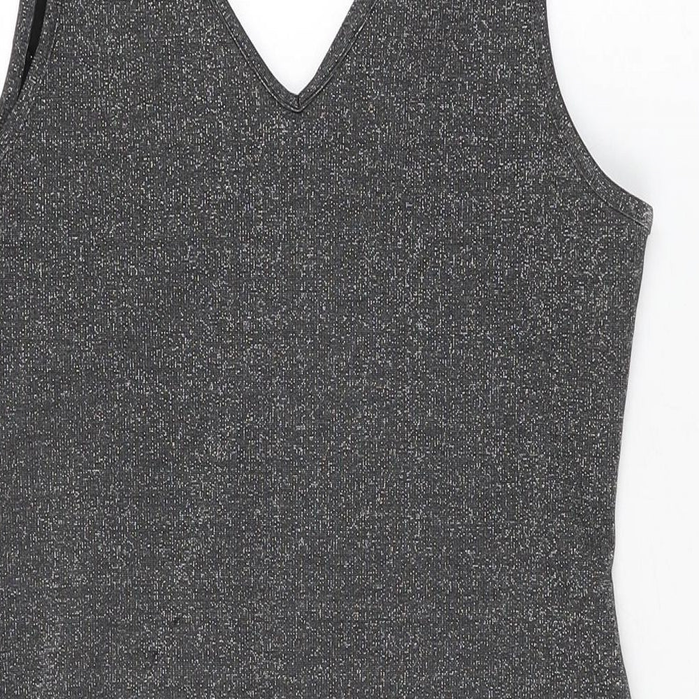 Be Beau Womens Grey Polyester Bodycon Size 16 V-Neck Pullover