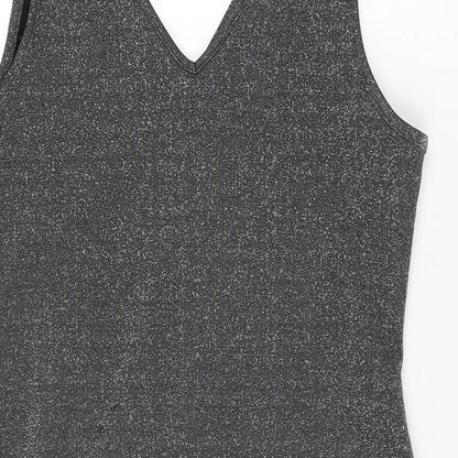 Be Beau Womens Grey Polyester Bodycon Size 16 V-Neck Pullover