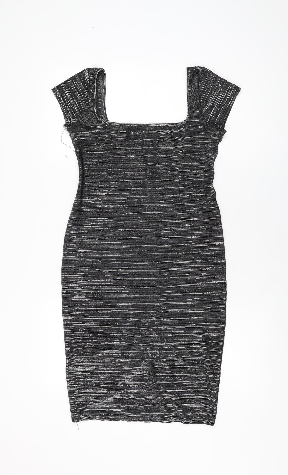 Cinnamon Womens Grey Acetate Bodycon Size M Square Neck Pullover