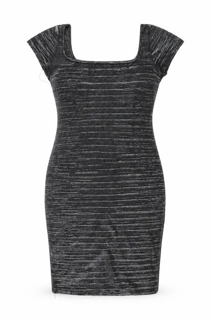 Cinnamon Womens Grey Acetate Bodycon Size M Square Neck Pullover