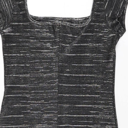 Cinnamon Womens Grey Acetate Bodycon Size M Square Neck Pullover