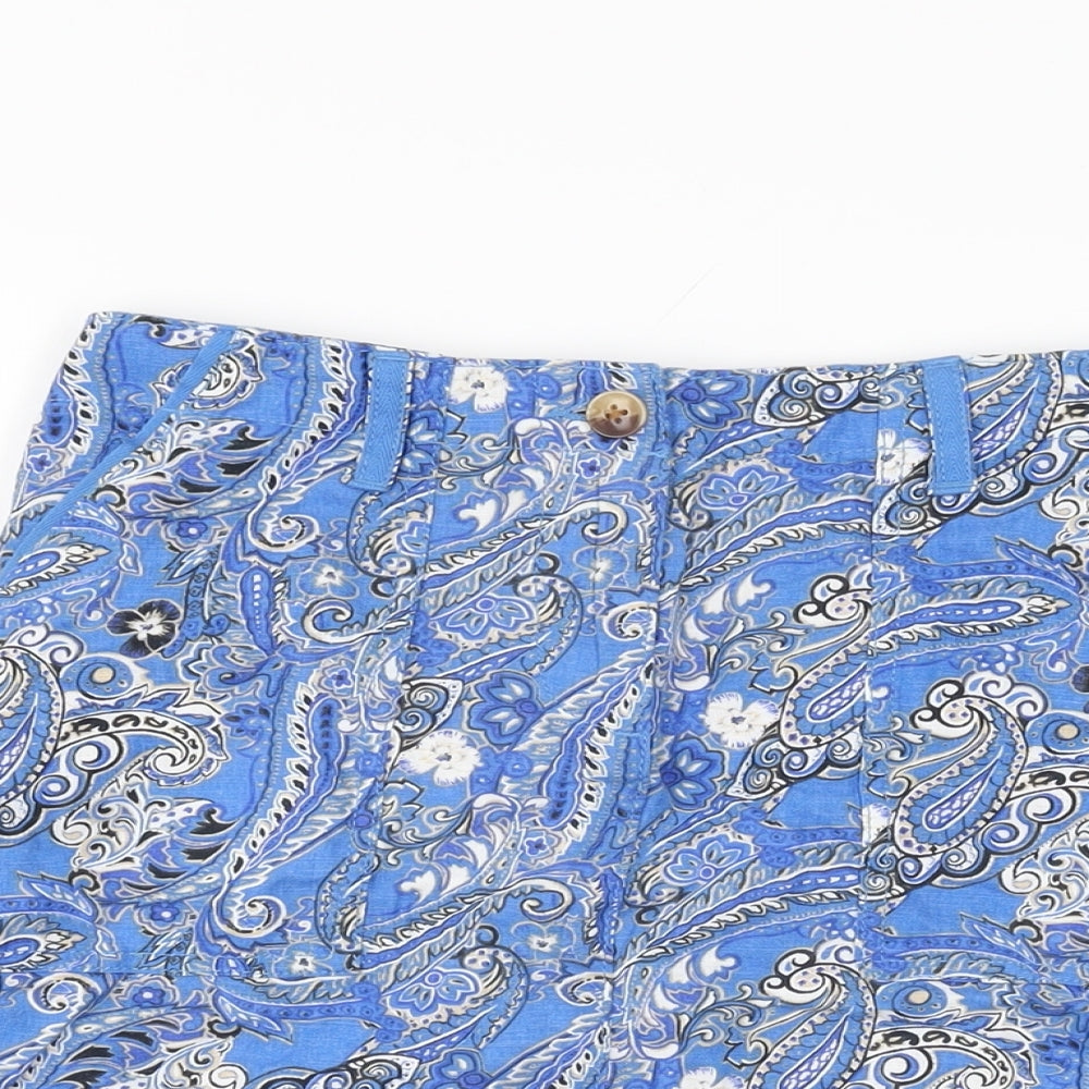 NEXT Womens Blue Floral Linen Mini Skirt Size 6 Zip