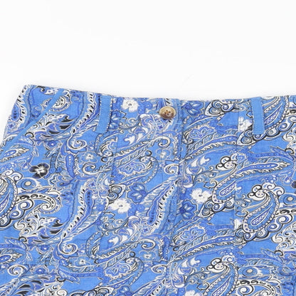 NEXT Womens Blue Floral Linen Mini Skirt Size 6 Zip