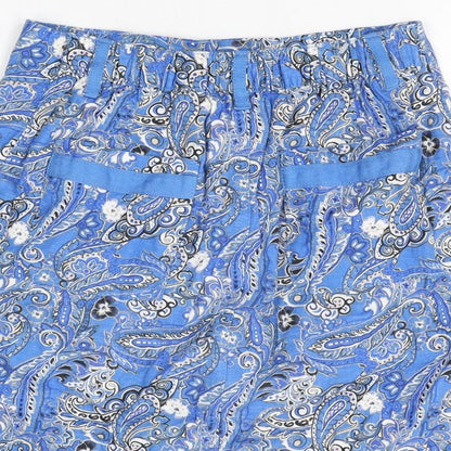 NEXT Womens Blue Floral Linen Mini Skirt Size 6 Zip