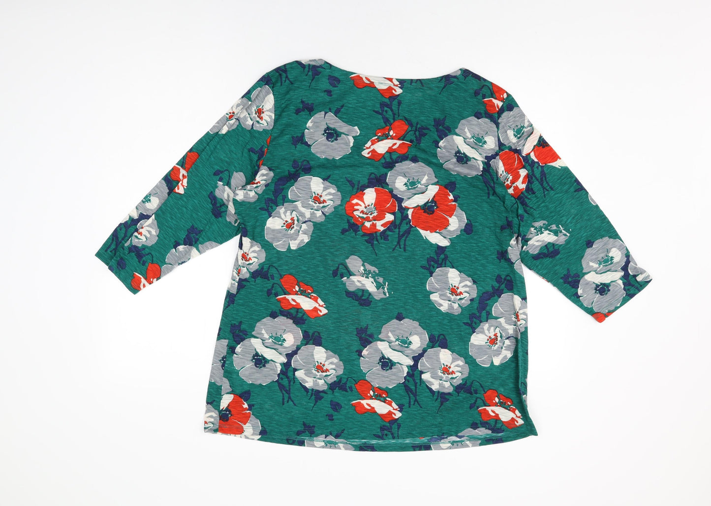 Per Una Womens Green Floral Polyester Basic T-Shirt Size 20 Round Neck