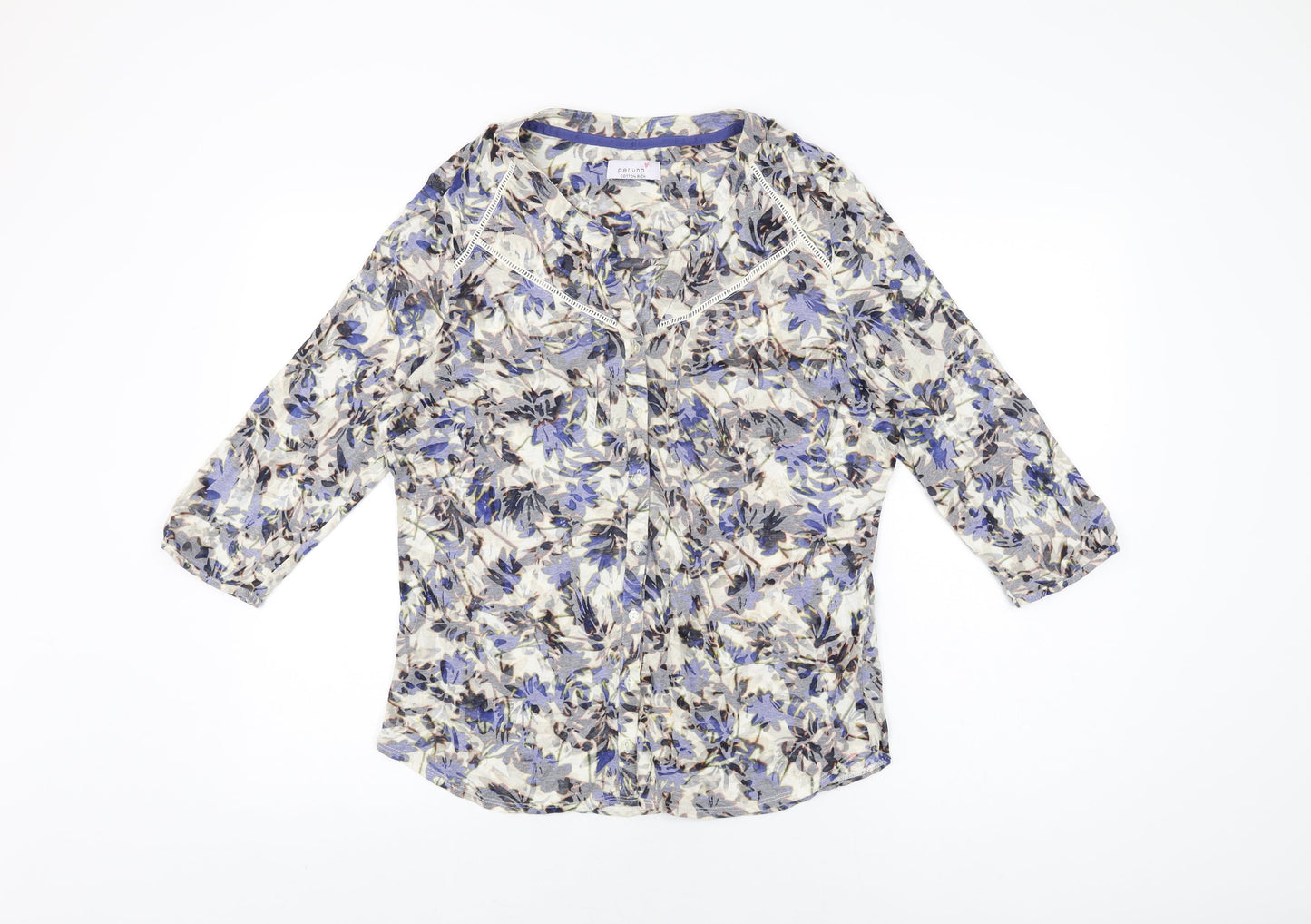 Womens UK Size 16 Per Una Multicoloured Basic Button-Up