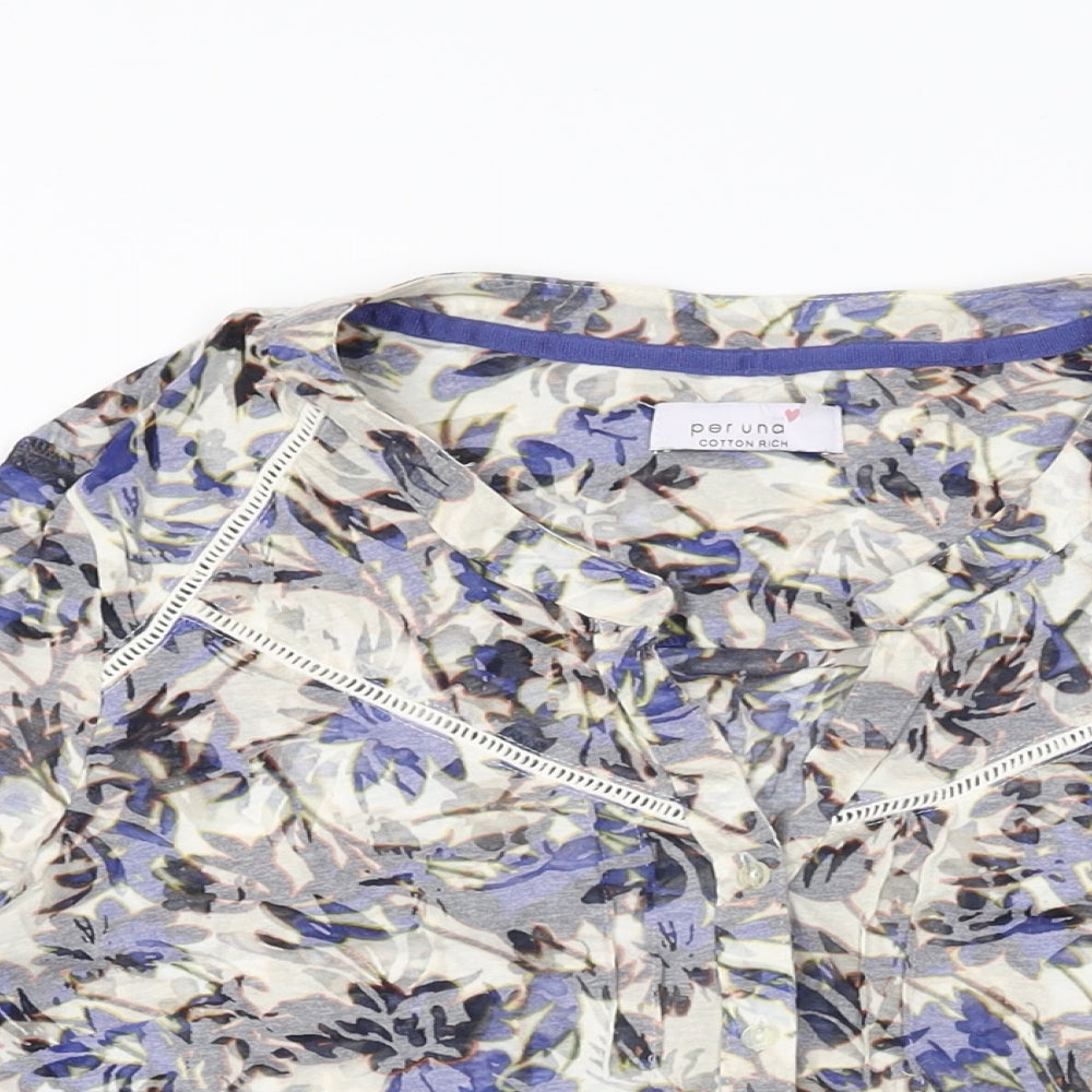 Womens UK Size 16 Per Una Multicoloured Basic Button-Up