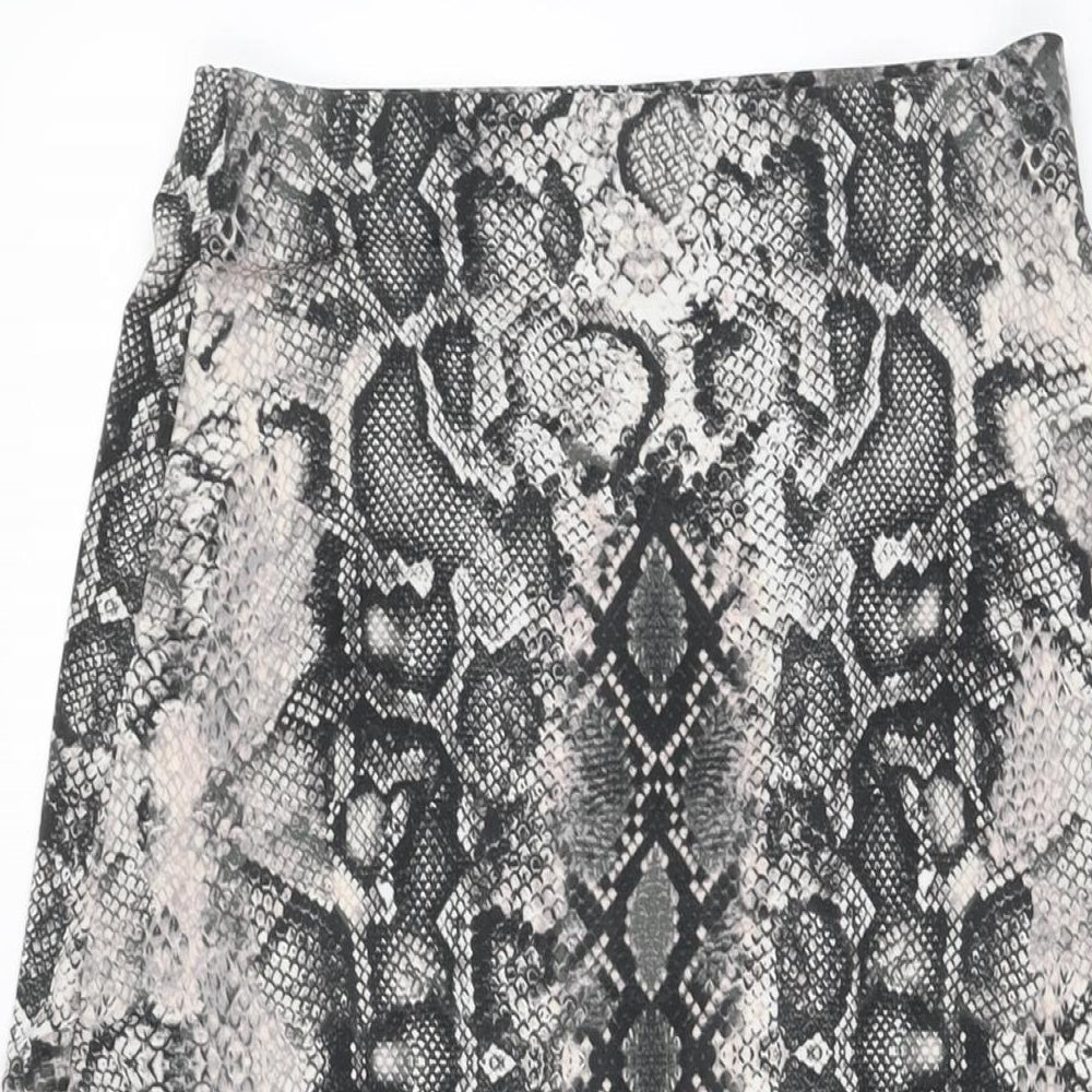 Oasis Womens Grey Animal Print Polyester Flare Skirt Size S - Snake Print