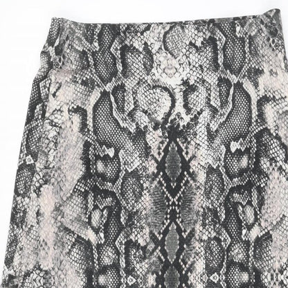 Oasis Womens Grey Animal Print Polyester Flare Skirt Size S - Snake Print