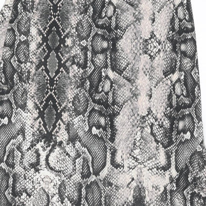 Oasis Womens Grey Animal Print Polyester Flare Skirt Size S - Snake Print