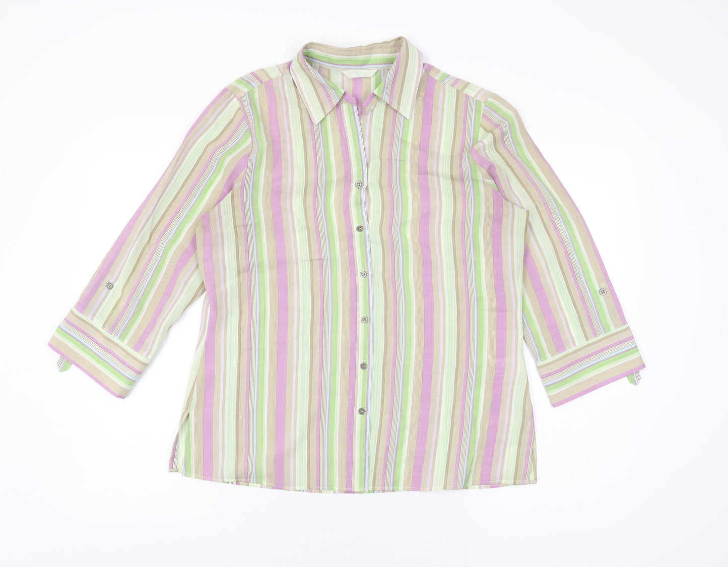 Womens UK Size 14 Marks and Spencer Multicoloured Basic Button-Up