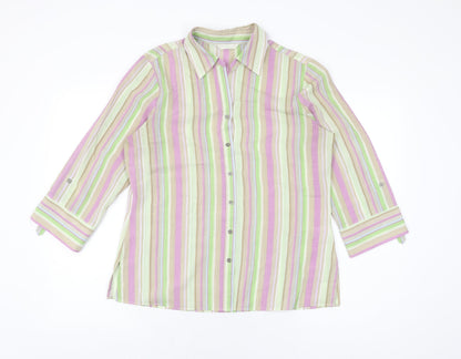 Womens UK Size 14 Marks and Spencer Multicoloured Basic Button-Up