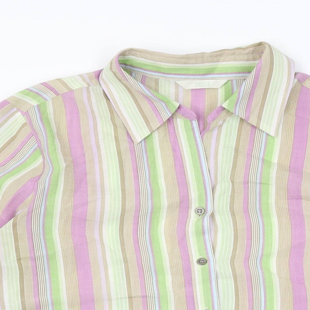 Womens UK Size 14 Marks and Spencer Multicoloured Basic Button-Up
