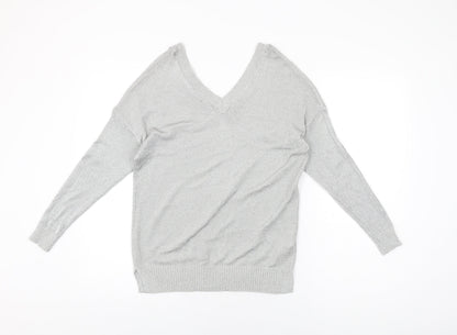 Womens UK Size 6 Topshop Silver Basic T-Shirt