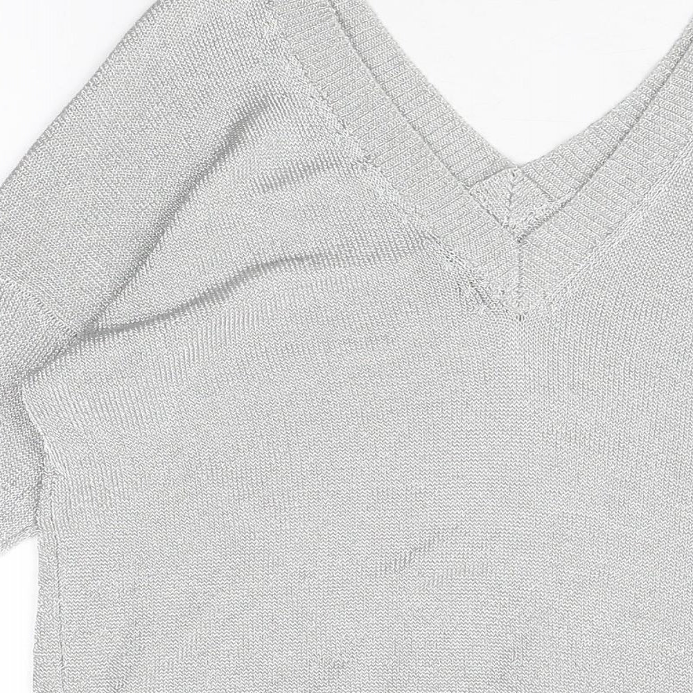 Womens UK Size 6 Topshop Silver Basic T-Shirt