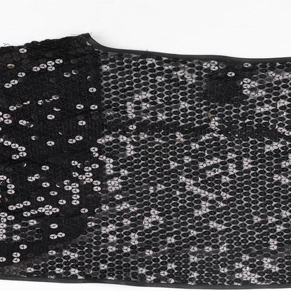 Evie Collection Womens Black V-Neck Polyamide Cardigan Jumper Size 14 - Sequins