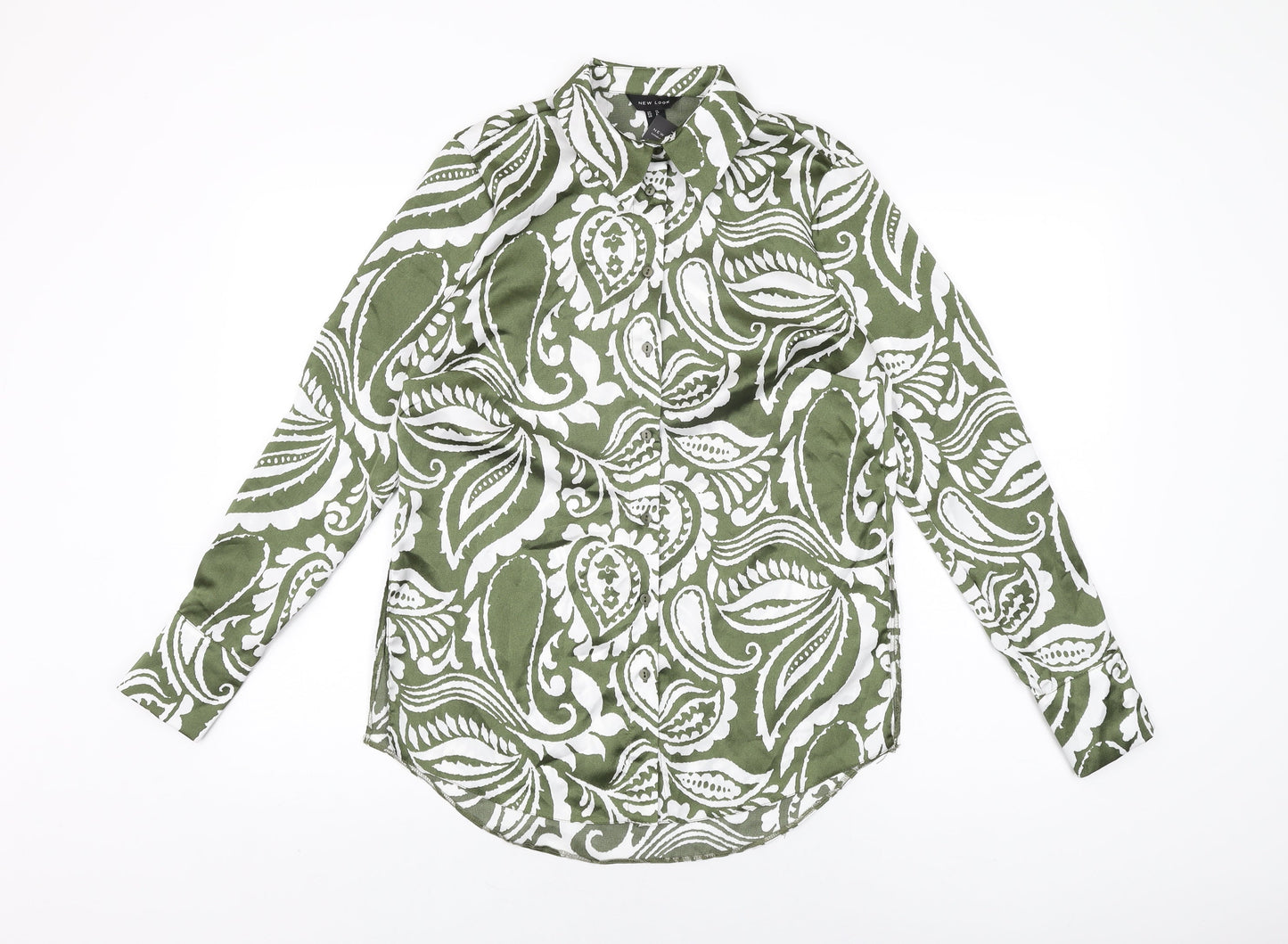 Womens UK Size 10 New Look Green Basic Button-Up