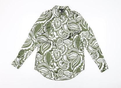 Womens UK Size 10 New Look Green Basic Button-Up