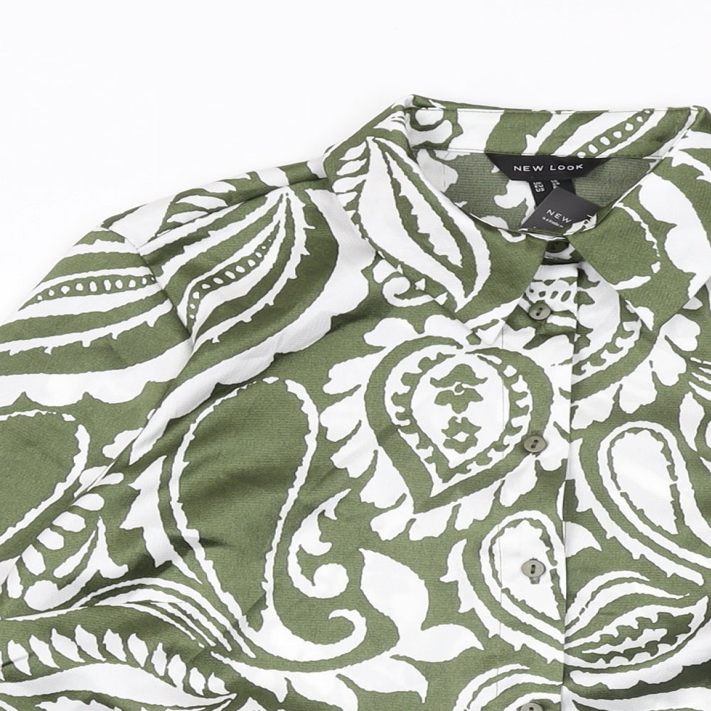 Womens UK Size 10 New Look Green Basic Button-Up