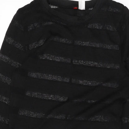 H&M Womens Black Viscose Bodycon Size S Round Neck Pullover