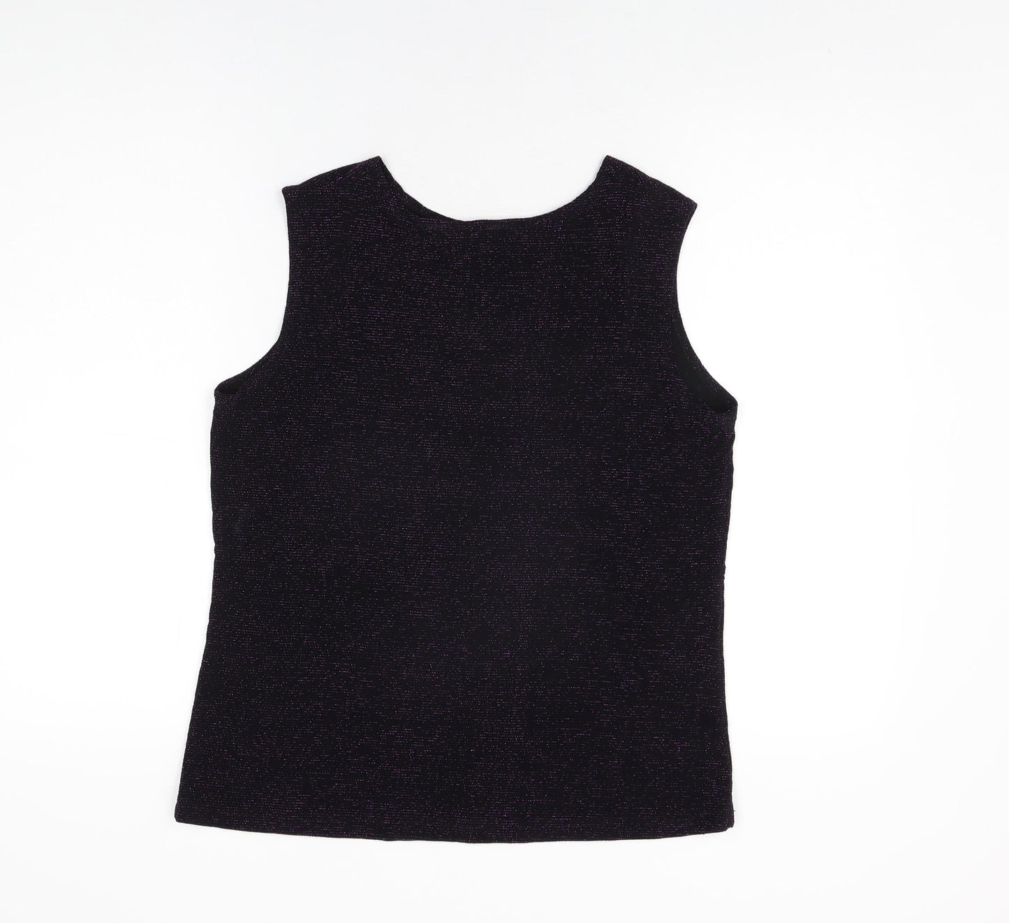 Bonmarché Womens Black Nylon Basic T-Shirt Size M Round Neck