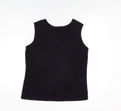 Bonmarché Womens Black Nylon Basic T-Shirt Size M Round Neck