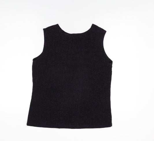 Bonmarché Womens Black Nylon Basic T-Shirt Size M Round Neck