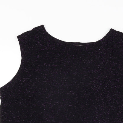 Bonmarché Womens Black Nylon Basic T-Shirt Size M Round Neck