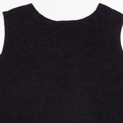 Bonmarché Womens Black Nylon Basic T-Shirt Size M Round Neck