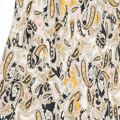 Neon Rose Womens Beige Geometric Polyester Maxi Size M V-Neck Tie