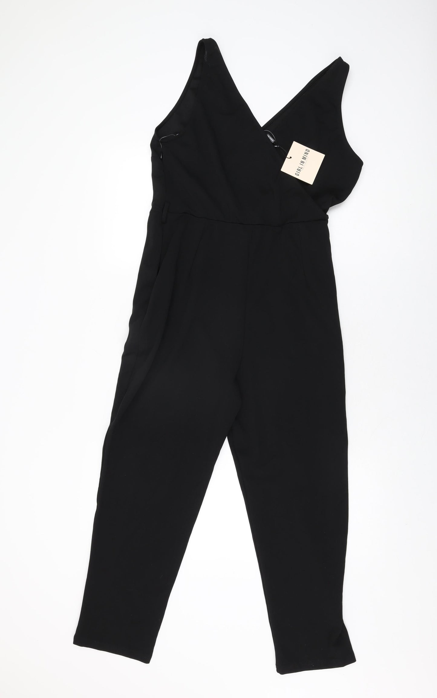 Girl in Mind Womens Black Polyester Jumpsuit One-Piece Size 12 L26 in Zip