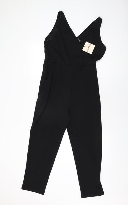 Girl in Mind Womens Black Polyester Jumpsuit One-Piece Size 12 L26 in Zip