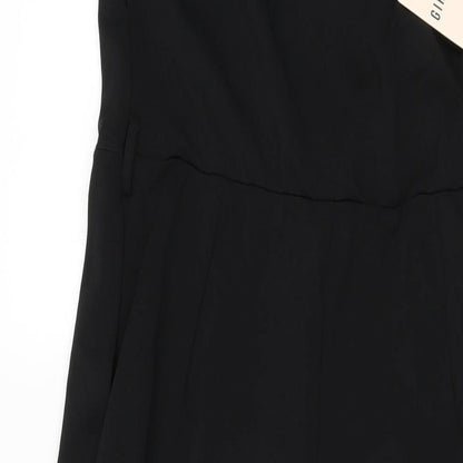 Girl in Mind Womens Black Polyester Jumpsuit One-Piece Size 12 L26 in Zip