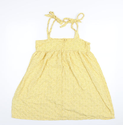 Urban renewal Womens Yellow Floral Viscose A-Line Size M Square Neck Zip