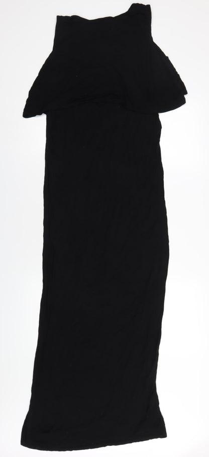 Boohoo Womens Black Viscose Maxi Size 16 Round Neck Pullover