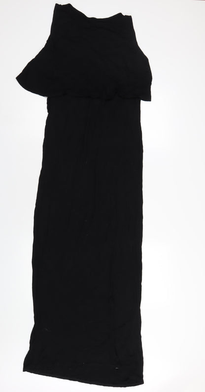 Boohoo Womens Black Viscose Maxi Size 16 Round Neck Pullover