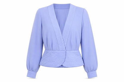 Schon Womens Blue Polyester Basic Blouse Size 12 V-Neck