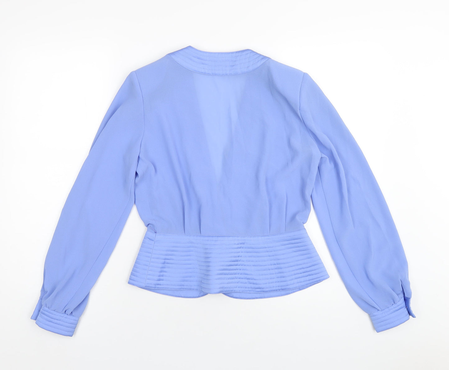 Schon Womens Blue Polyester Basic Blouse Size 12 V-Neck