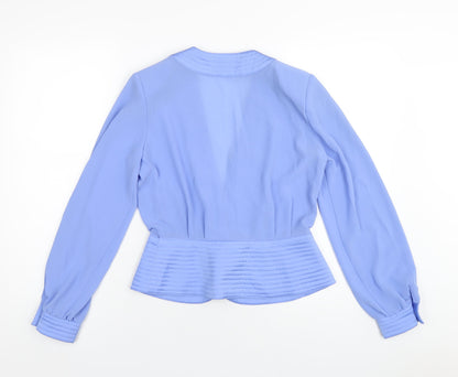 Schon Womens Blue Polyester Basic Blouse Size 12 V-Neck