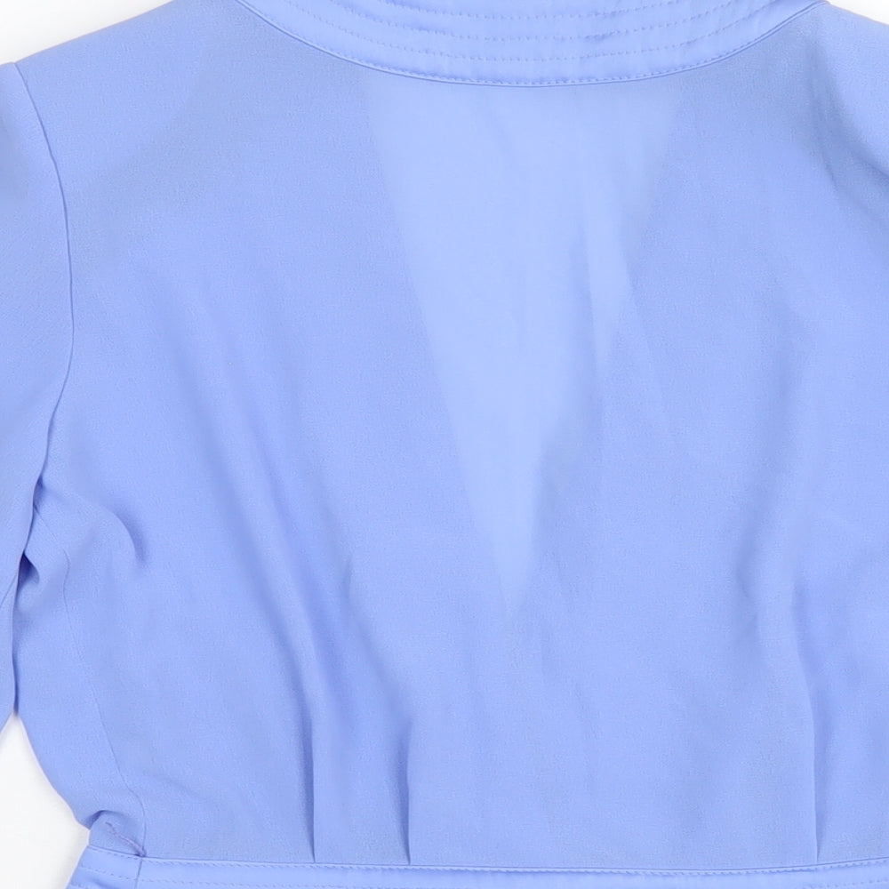 Schon Womens Blue Polyester Basic Blouse Size 12 V-Neck