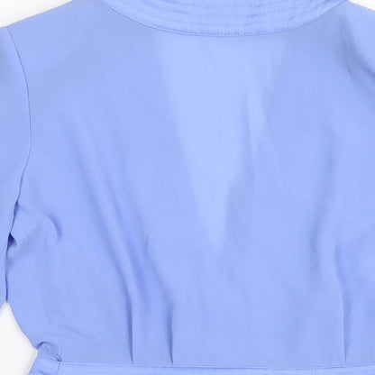 Schon Womens Blue Polyester Basic Blouse Size 12 V-Neck